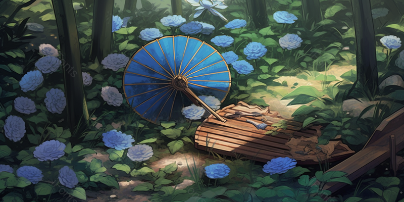 蓝色中国风唯美折扇花簇围绕手绘插画背景,插画/手绘图,插画/手绘图库,插画/手绘图下载,插画/手绘